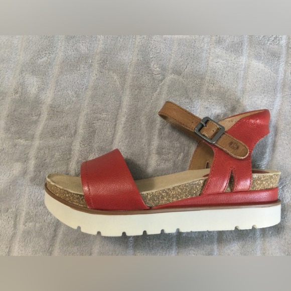 Josef Seibel Tan and Red Leather Platform Sandal EU 37 US 6 to 6.5 - Picture 11 of 13